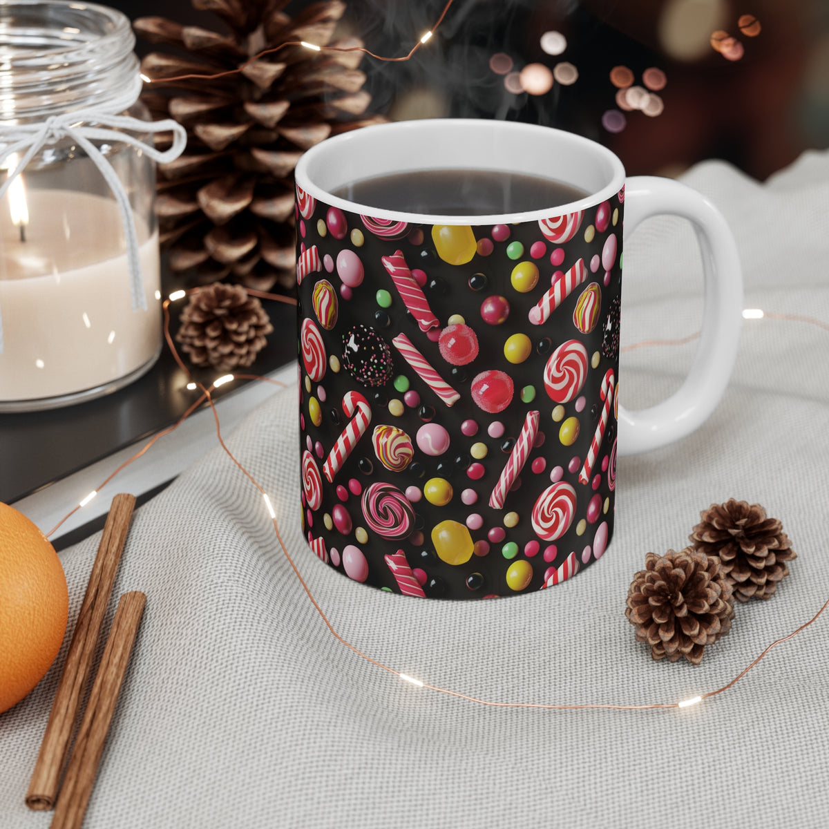 Colorful All-Over Candy Theme Coffee Mug Fun Ceramic Drinkware 235