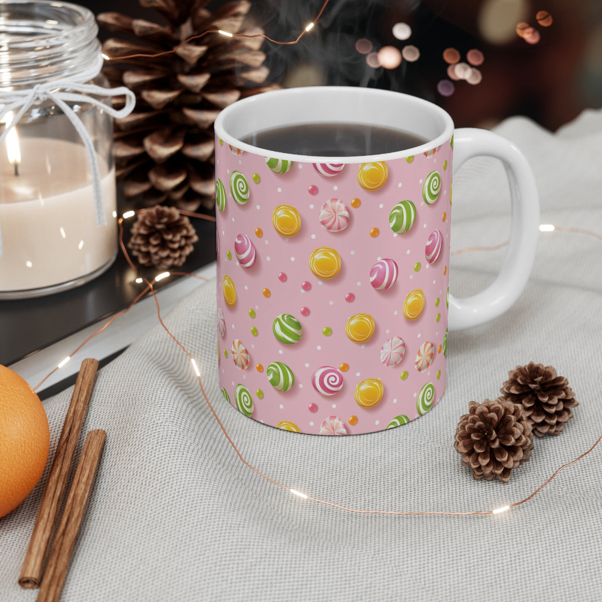 Colorful All-Over Candy Theme Coffee Mug Fun Ceramic Drinkware 303