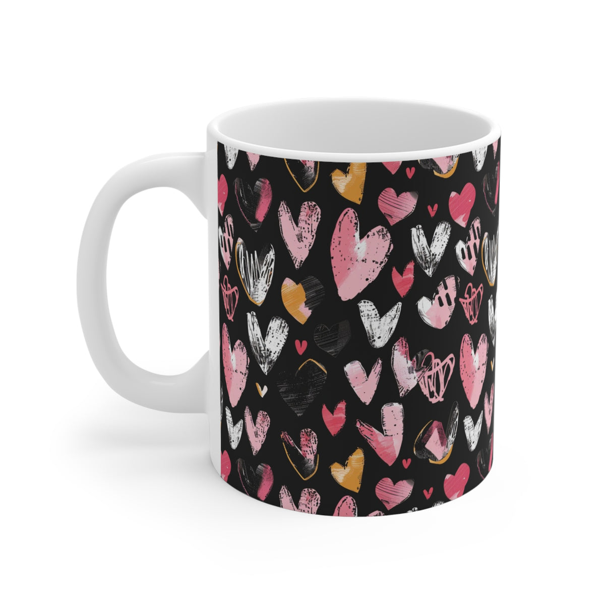 Colorful Heart Design Coffee Mug - Endless Love Pattern Ceramic Cup 126