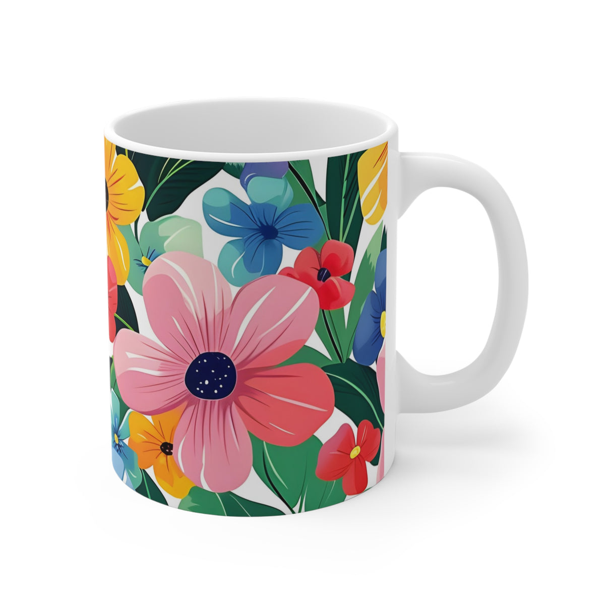 Colorful Spring Flower Pattern Ceramic Coffee Mug  (4)