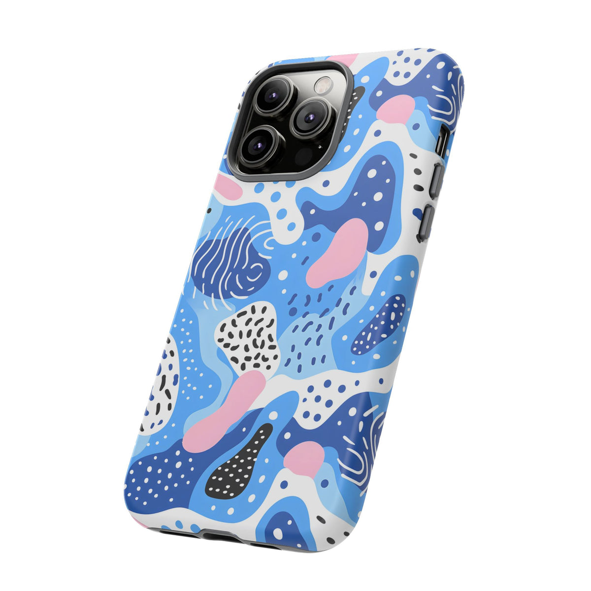 Abstract Baby Blue Memphis Design Phone Case – Sleek and Contemporary Artistry