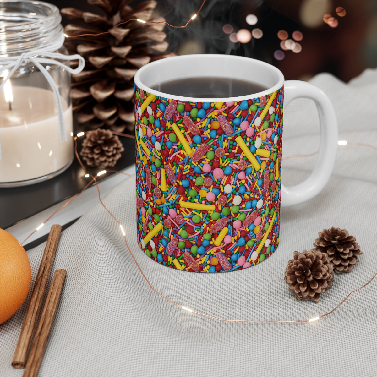 Colorful All-Over Candy Theme Coffee Mug Fun Ceramic Drinkware 469