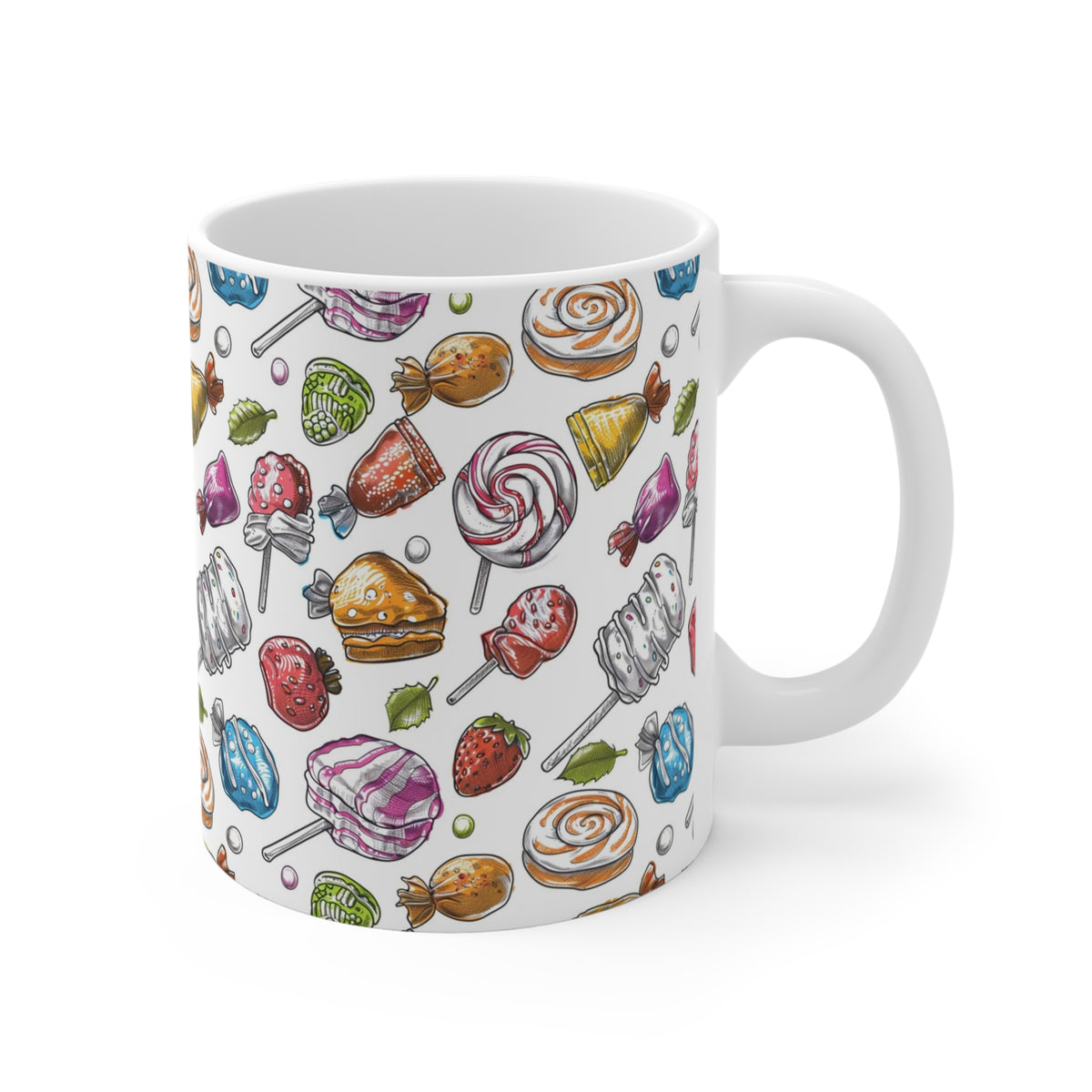 Colorful All-Over Candy Theme Coffee Mug Fun Ceramic Drinkware 215