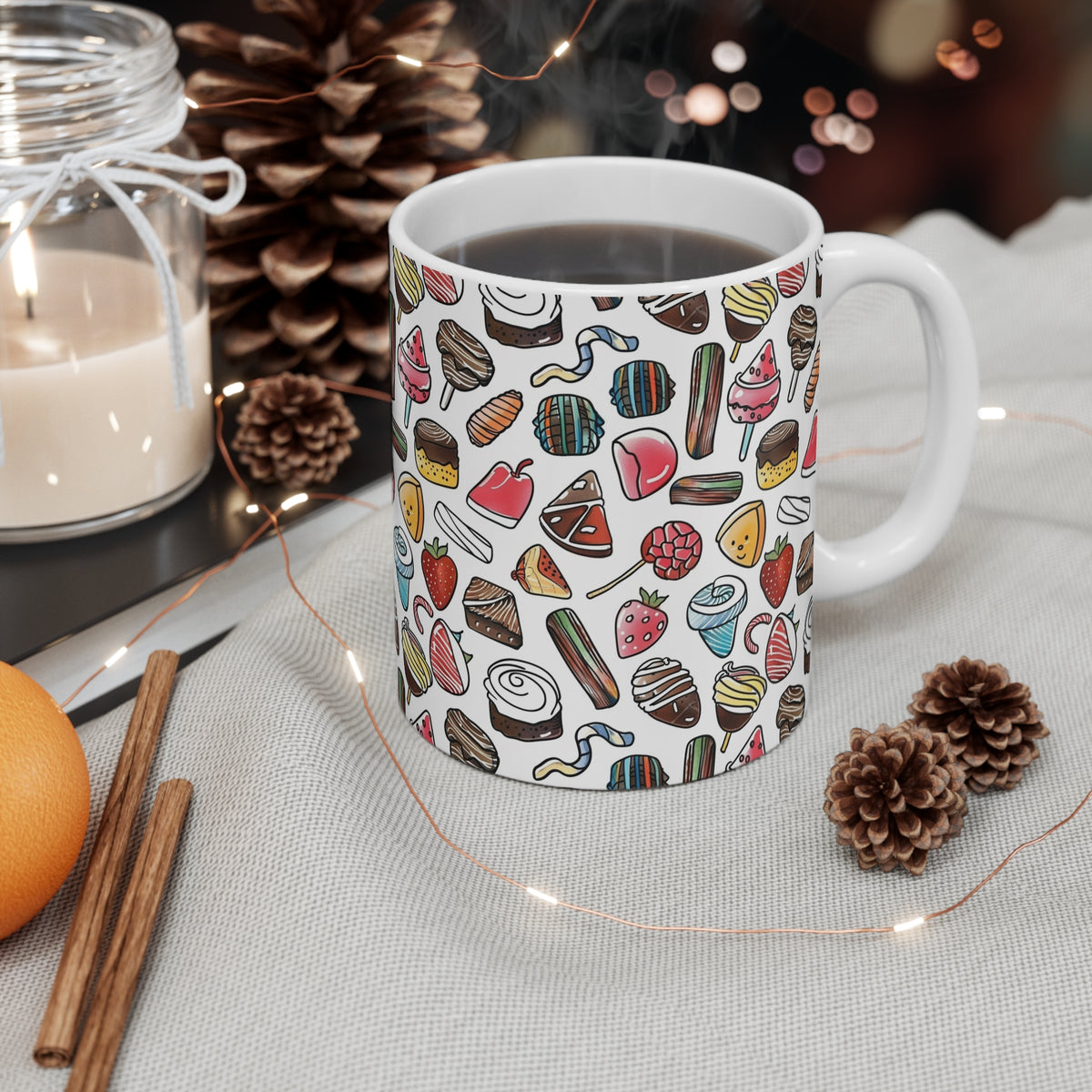 Colorful All-Over Candy Theme Coffee Mug Fun Ceramic Drinkware 094