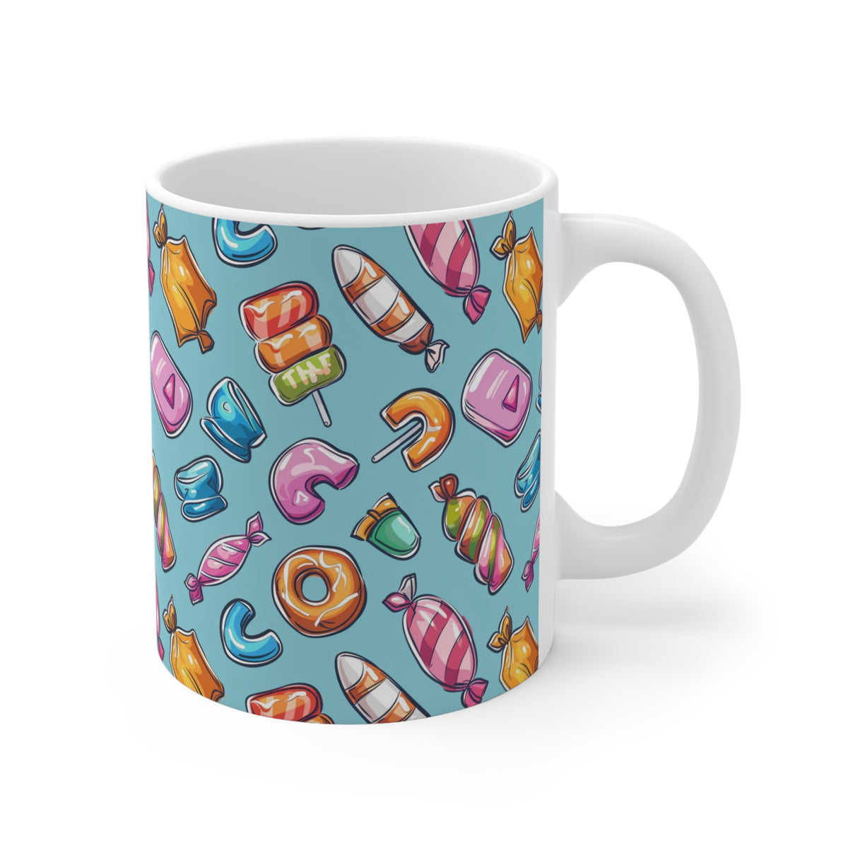 Colorful All-Over Candy Theme Coffee Mug Fun Ceramic Drinkware 288