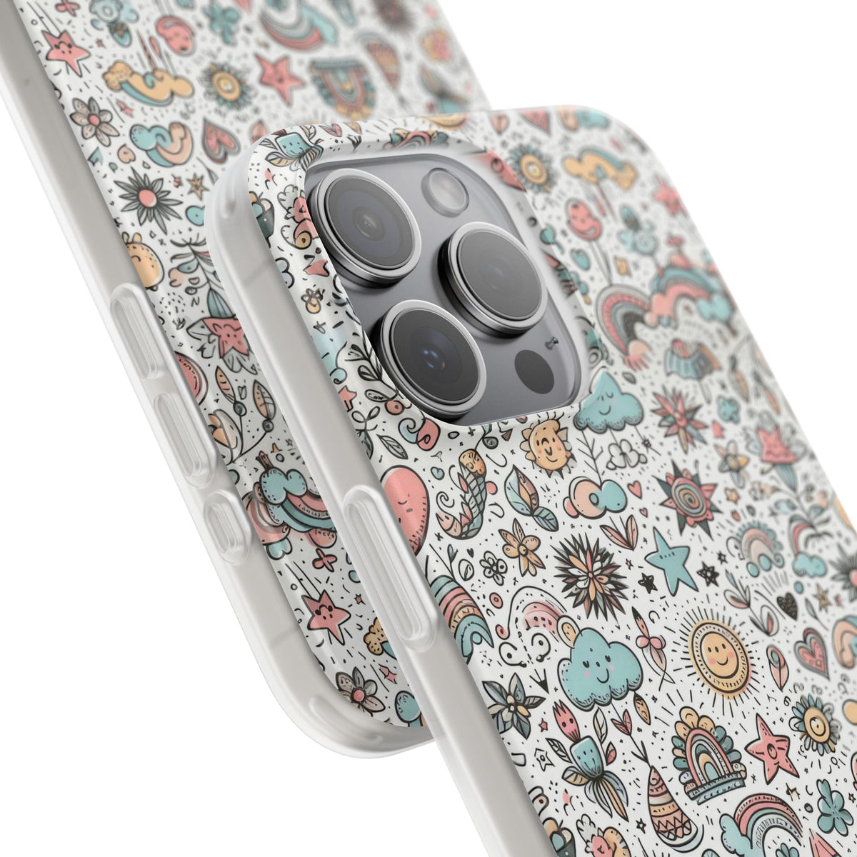 Pastel Doodle Pattern Phone Case – A Playful Touch of Elegance