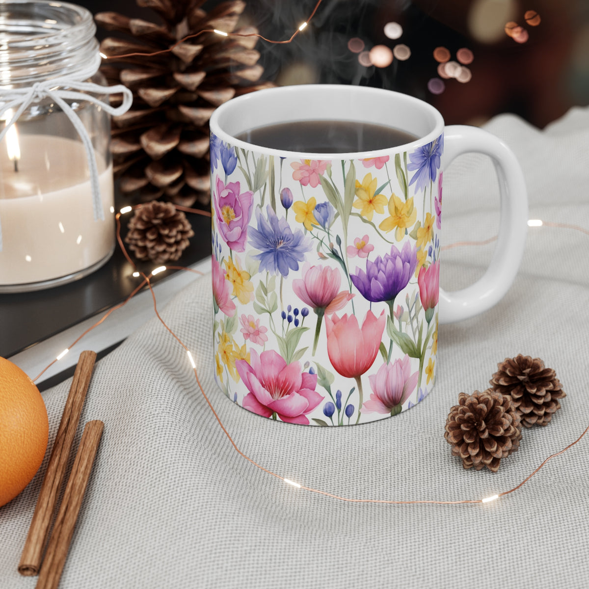 Beautiful Spring Flowers Watercolor Coffee Mug – Perfect for Nature Enthusiasts  (9)