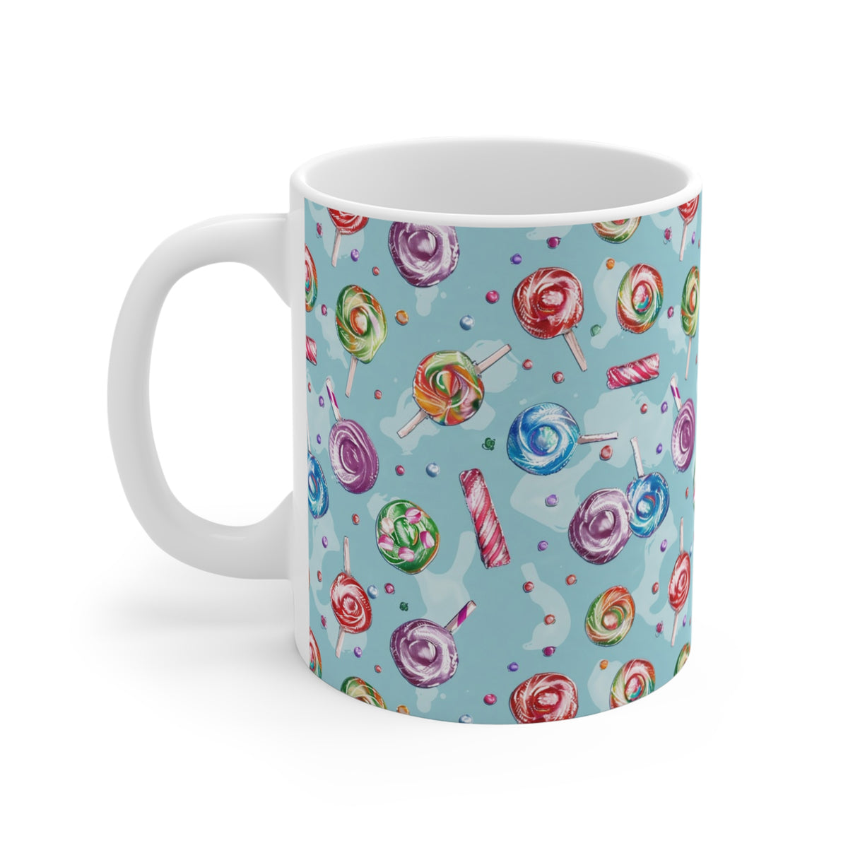 Colorful All-Over Candy Theme Coffee Mug Fun Ceramic Drinkware 089