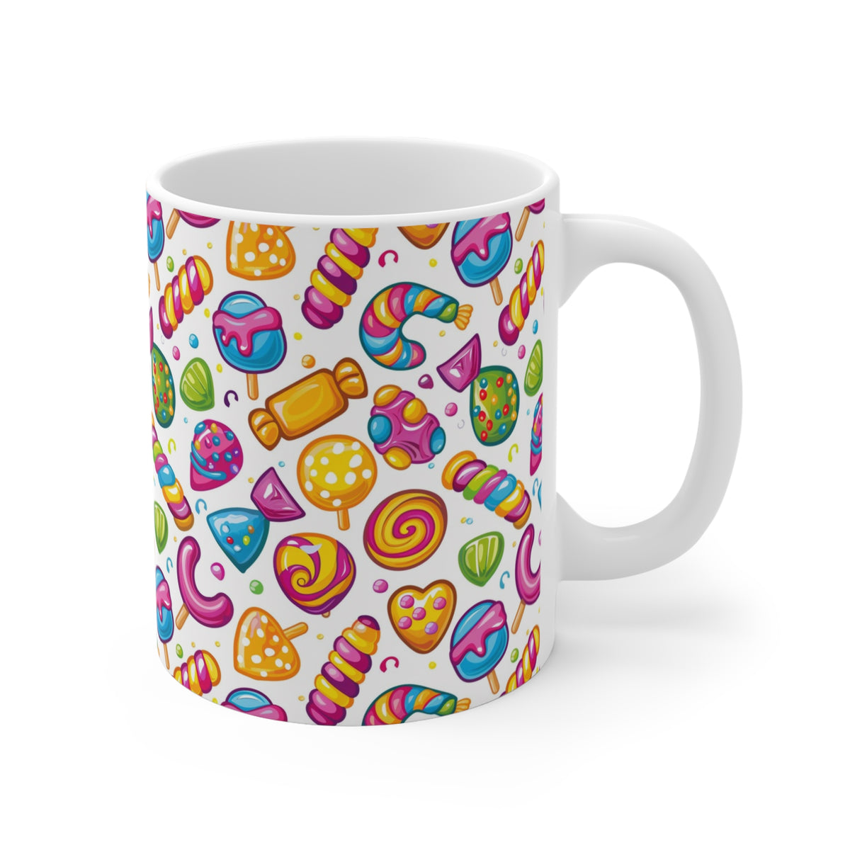 Colorful All-Over Candy Theme Coffee Mug Fun Ceramic Drinkware 390