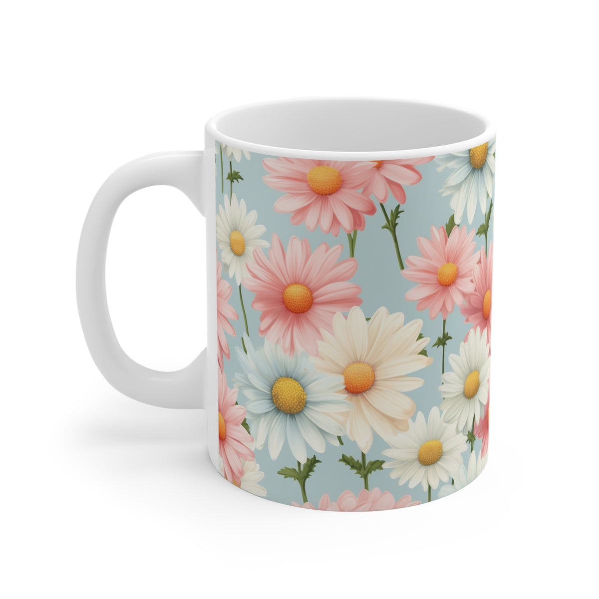 Pastel Daisies Pattern Coffee Cup-Floral Ceramic Mug for Tea and Coffee  (8)