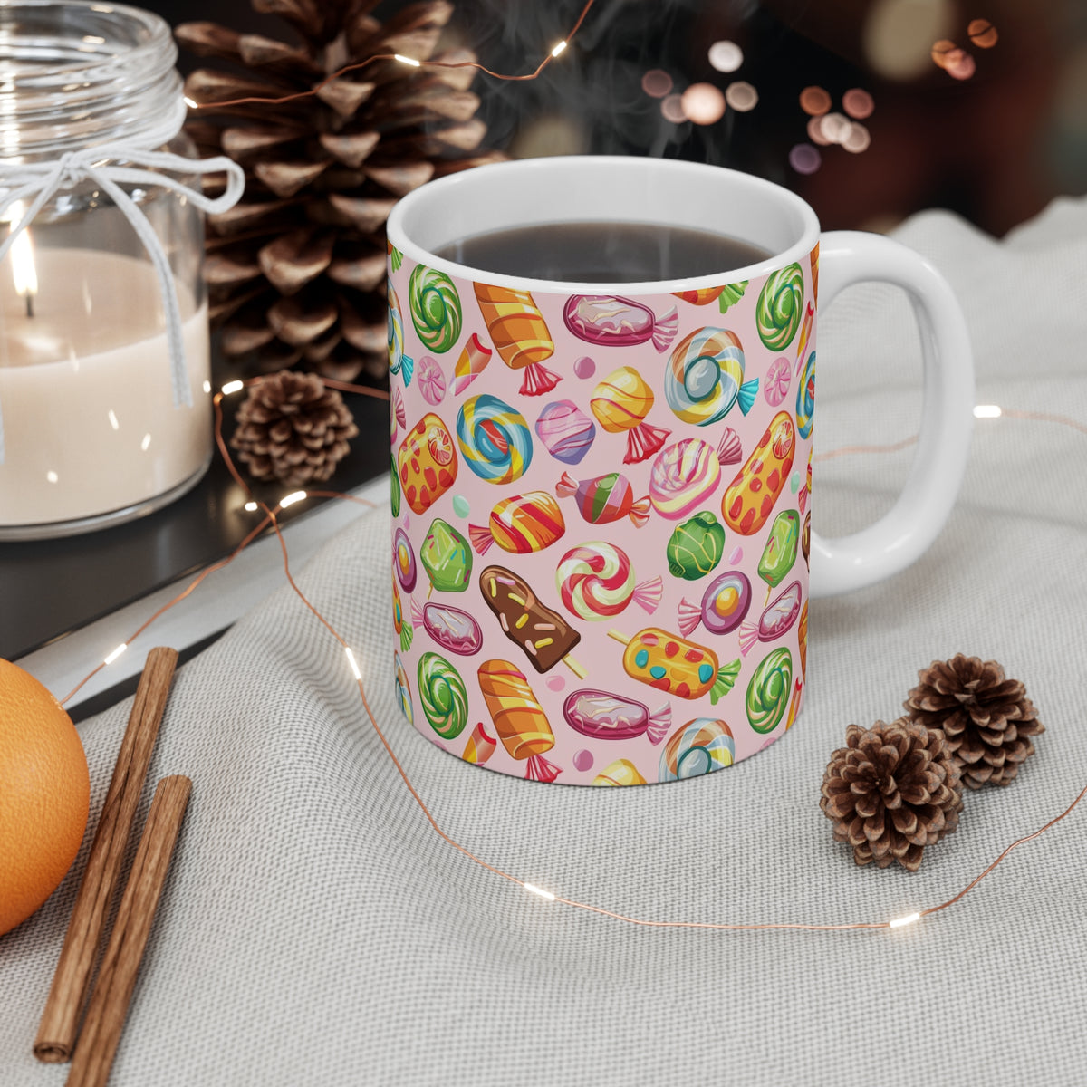 Colorful All-Over Candy Theme Coffee Mug Fun Ceramic Drinkware 281