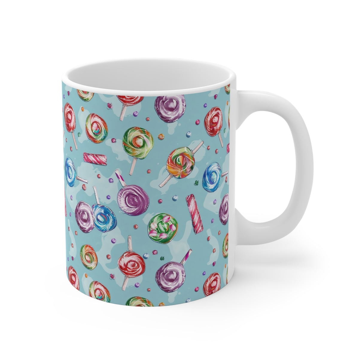 Colorful All-Over Candy Theme Coffee Mug Fun Ceramic Drinkware 089