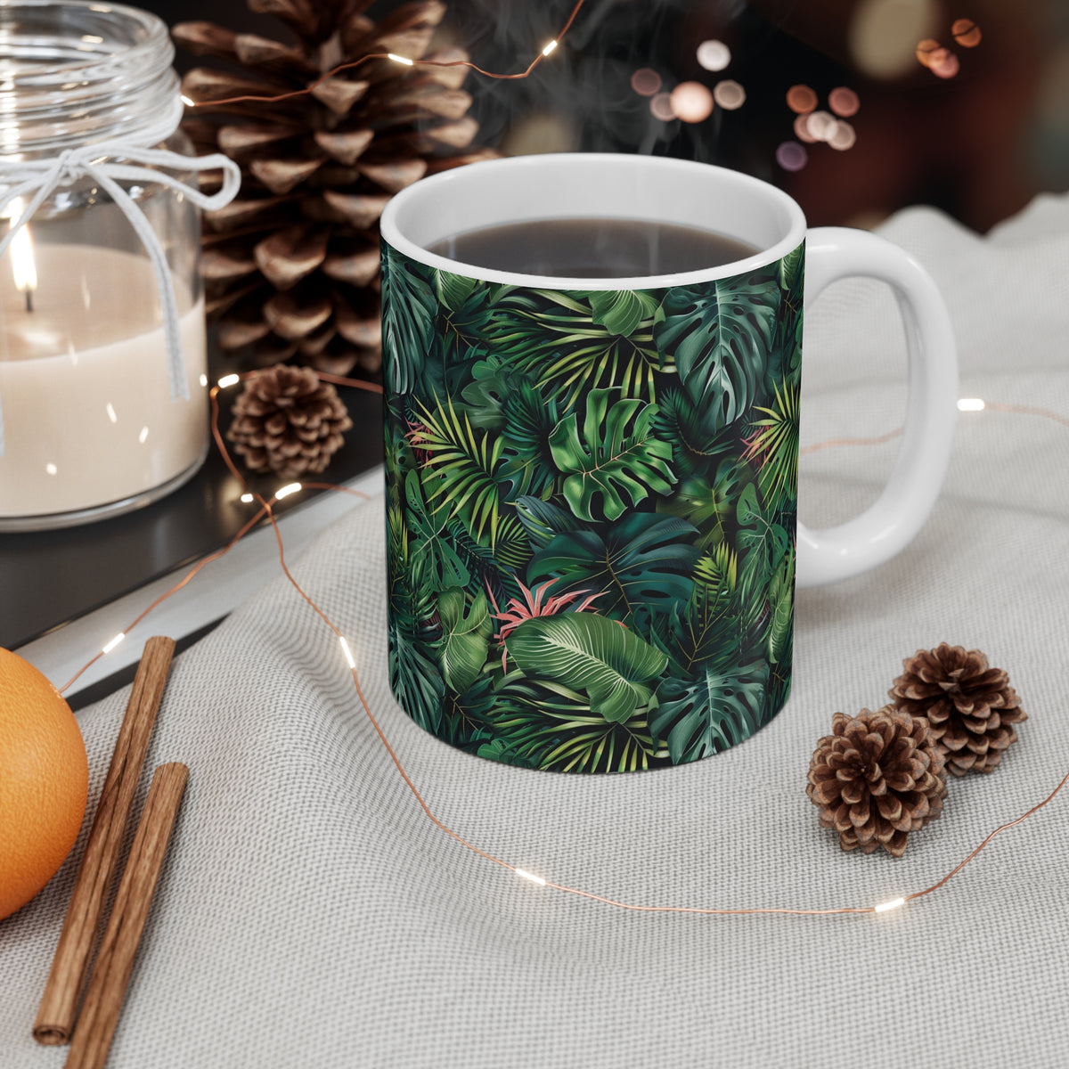 Endless Forest Pattern Coffee Mug - Nature-Inspired Ceramic Drinkware 056