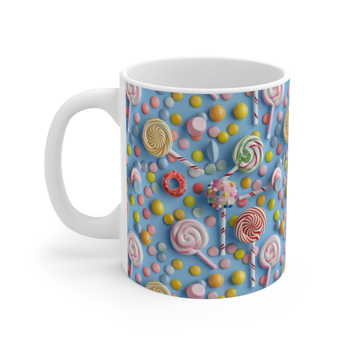 Colorful All-Over Candy Theme Coffee Mug Fun Ceramic Drinkware 129