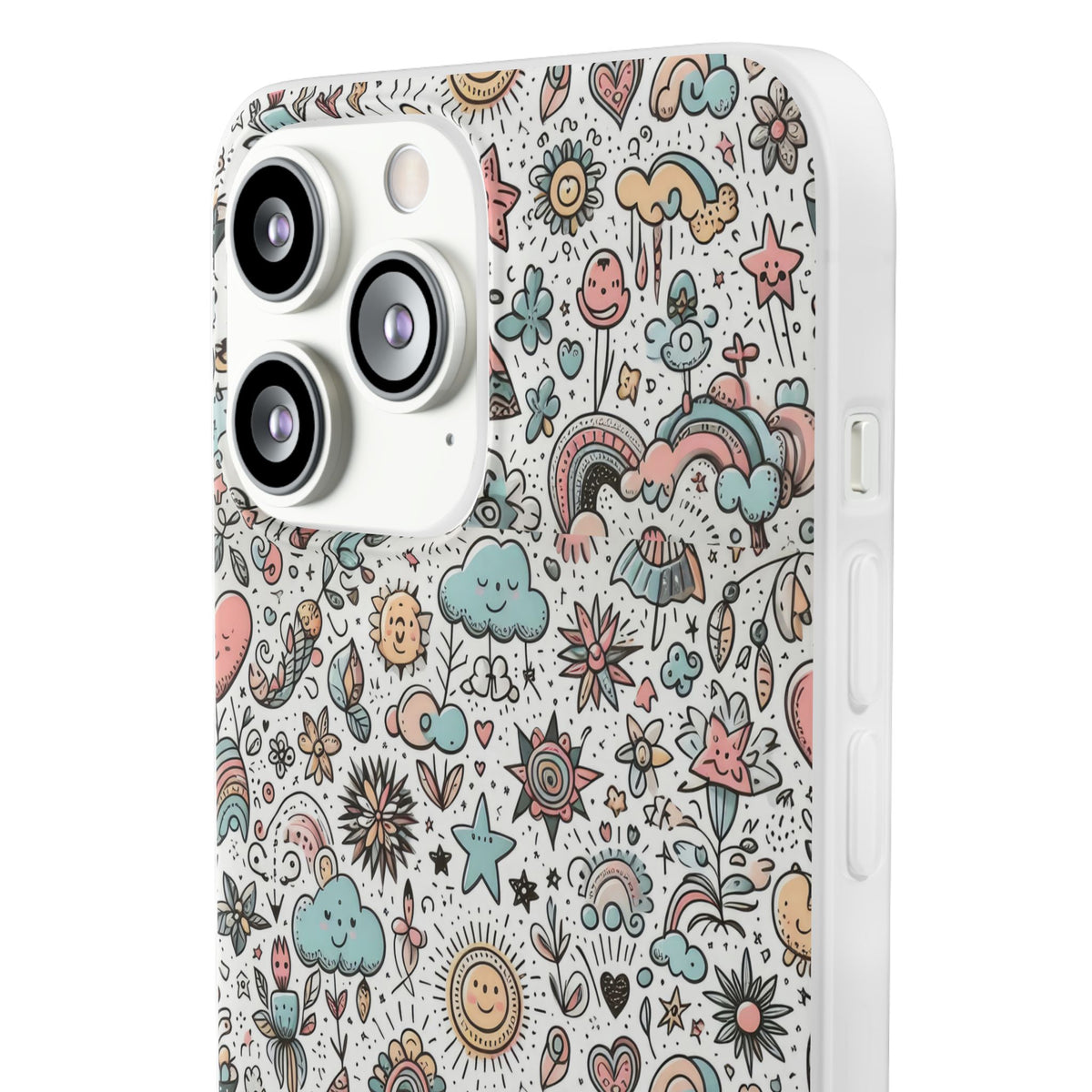 Pastel Doodle Pattern Phone Case – A Playful Touch of Elegance