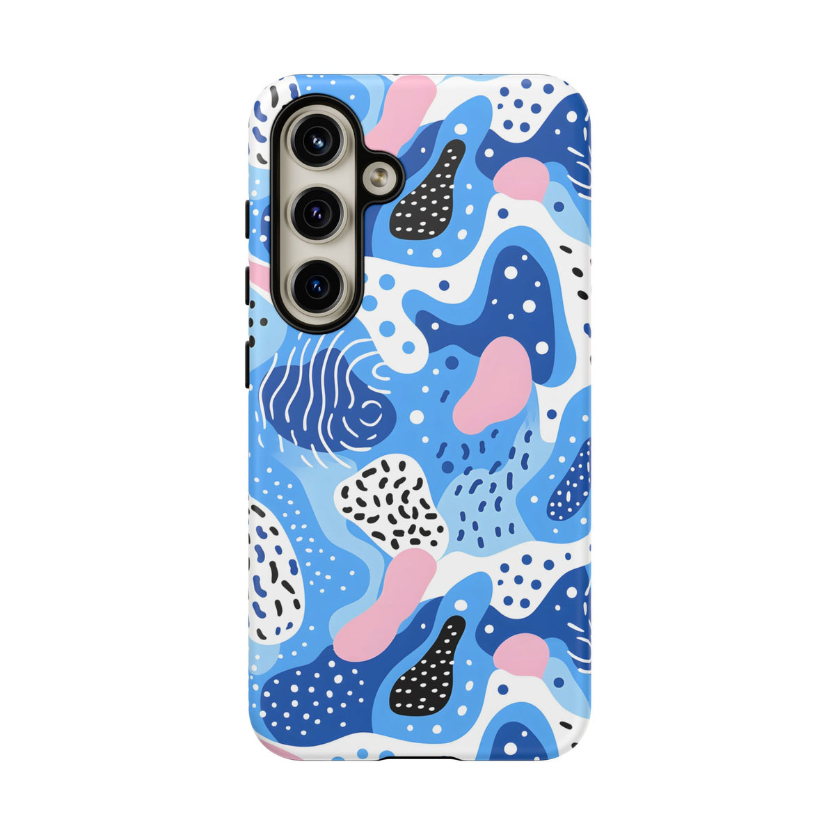 Abstract Baby Blue Memphis Design Phone Case – Sleek and Contemporary Artistry