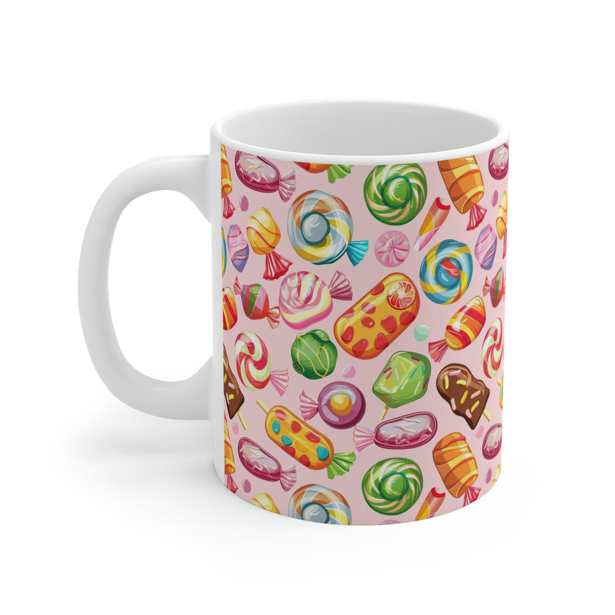 Colorful All-Over Candy Theme Coffee Mug Fun Ceramic Drinkware 281