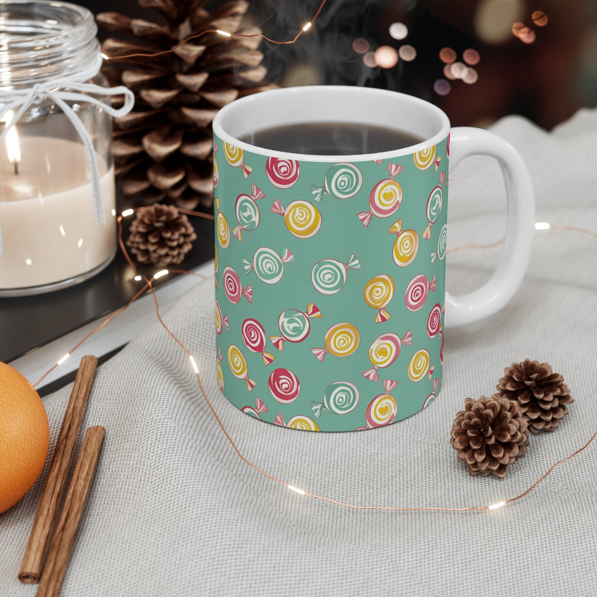 Colorful All-Over Candy Theme Coffee Mug Fun Ceramic Drinkware 213