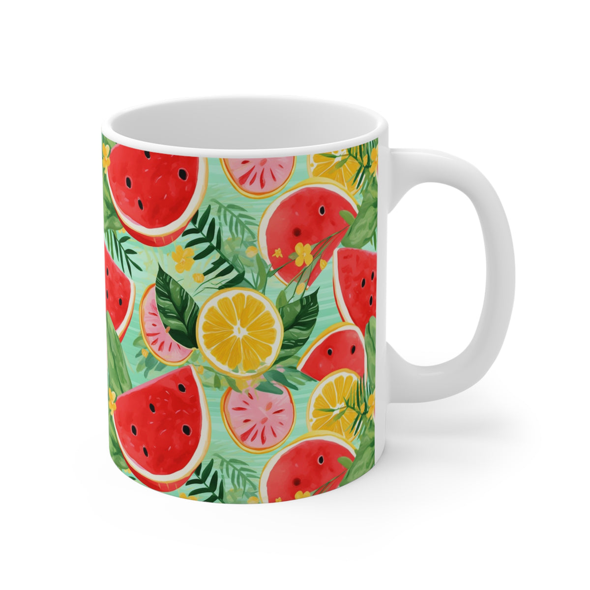 Vibrant Infinite Fruit Pattern Coffee Mug - Unique Ceramic Drinkware 995