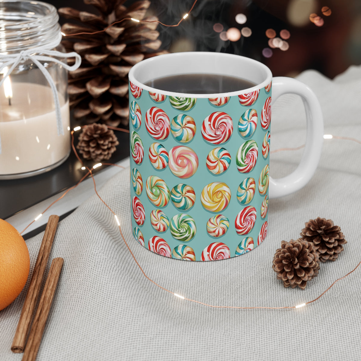 Colorful All-Over Candy Theme Coffee Mug Fun Ceramic Drinkware 456