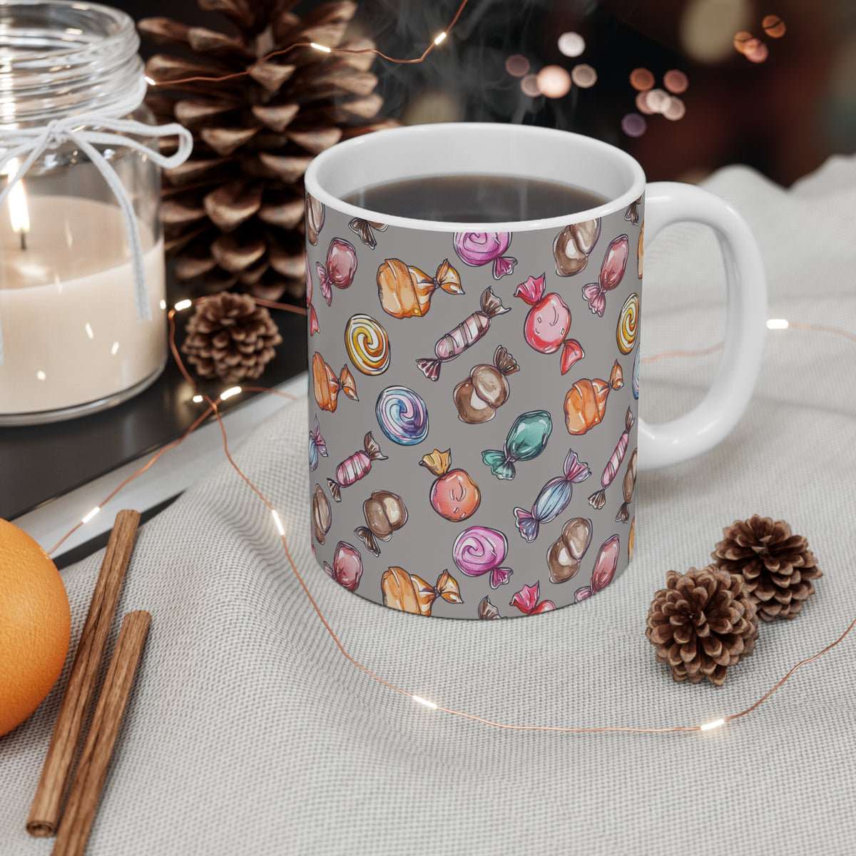 Colorful All-Over Candy Theme Coffee Mug Fun Ceramic Drinkware 243