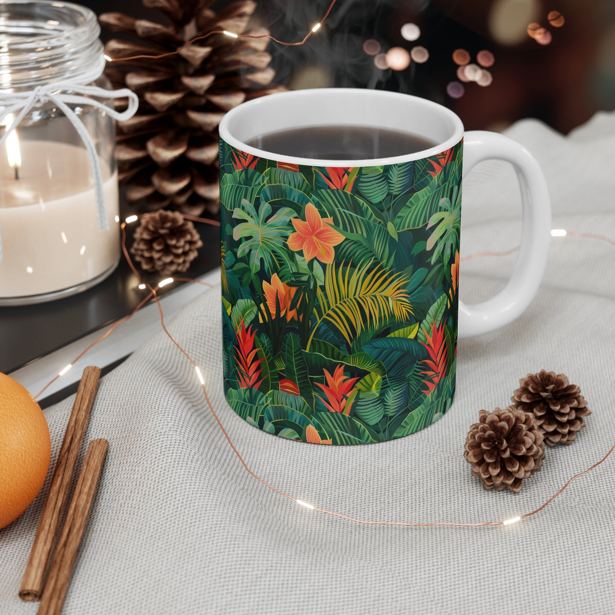 Endless Forest Pattern Coffee Mug - Nature-Inspired Ceramic Drinkware 003