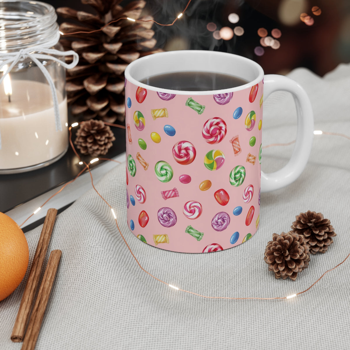 Colorful All-Over Candy Theme Coffee Mug Fun Ceramic Drinkware 267