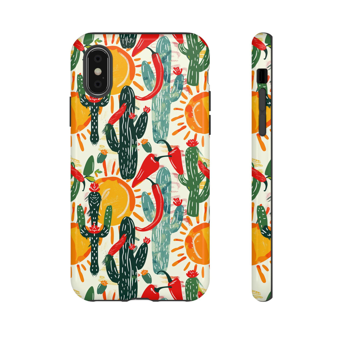 Cactuses, Peppers & Sun Pattern Phone Case – Vibrant Summer Design for Stylish Protection 2