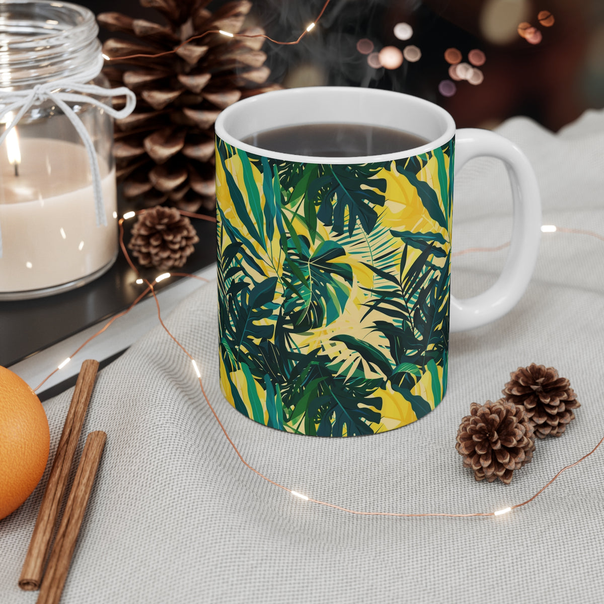 Endless Forest Pattern Coffee Mug - Nature-Inspired Ceramic Drinkware 012