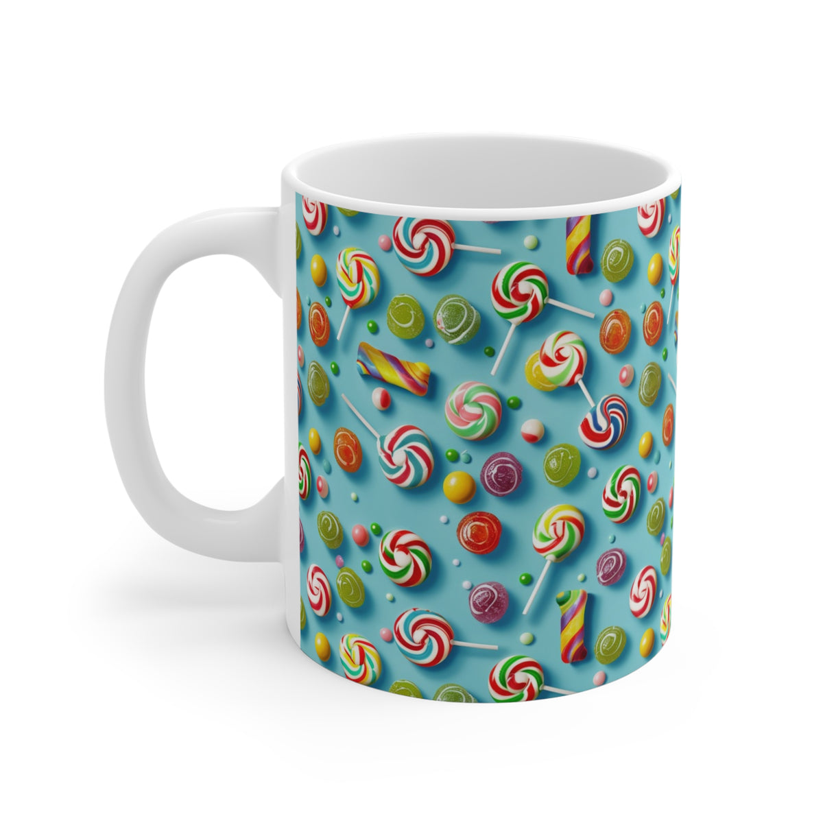 Colorful All-Over Candy Theme Coffee Mug Fun Ceramic Drinkware 226