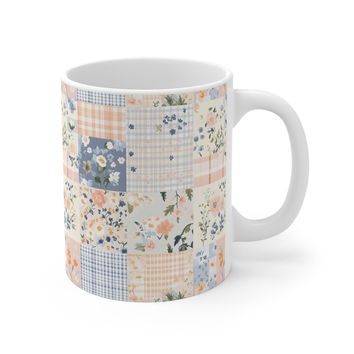 Farmhouse Patchwork Pastel Pattern Coffee Cup  (5)