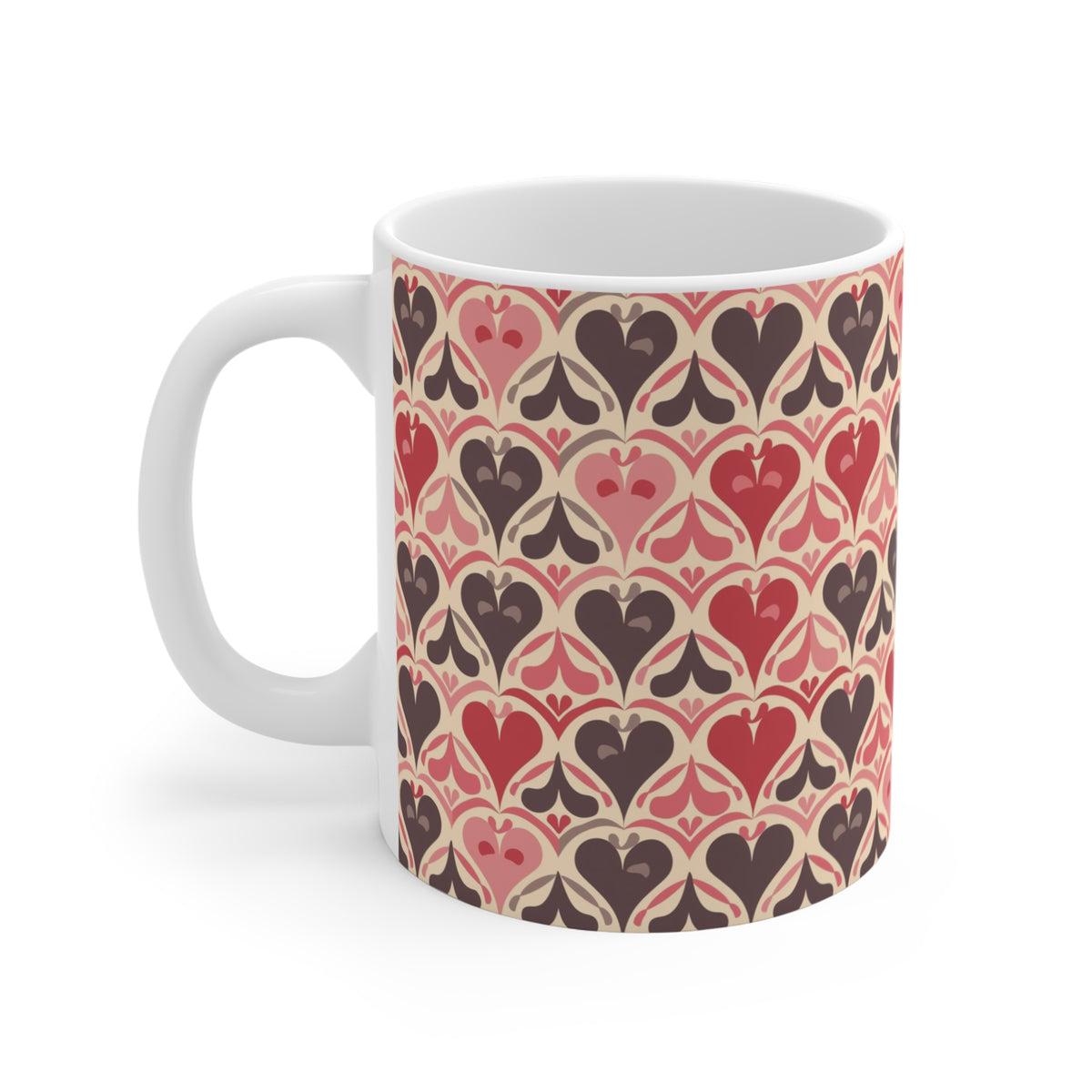 Colorful Heart Design Coffee Mug - Endless Love Pattern Ceramic Cup 460