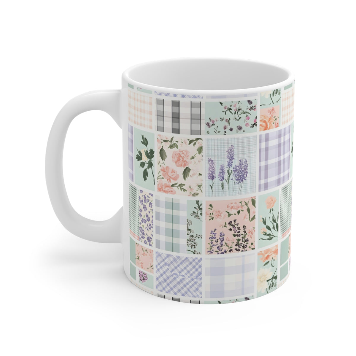 Farmhouse Patchwork Pastel Pattern Coffee Cup  (13)