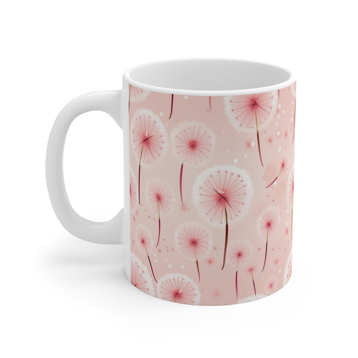 Pink Dandelions Pattern Coffee Cup-Floral Ceramic Mug for Tea and Coffee  (8)