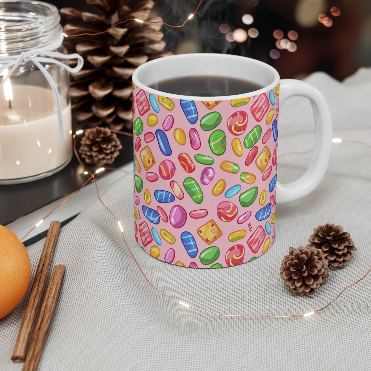 Colorful All-Over Candy Theme Coffee Mug Fun Ceramic Drinkware 434