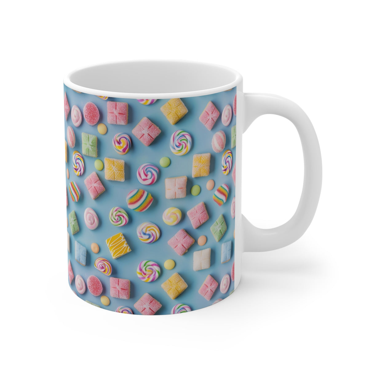 Colorful All-Over Candy Theme Coffee Mug Fun Ceramic Drinkware 467