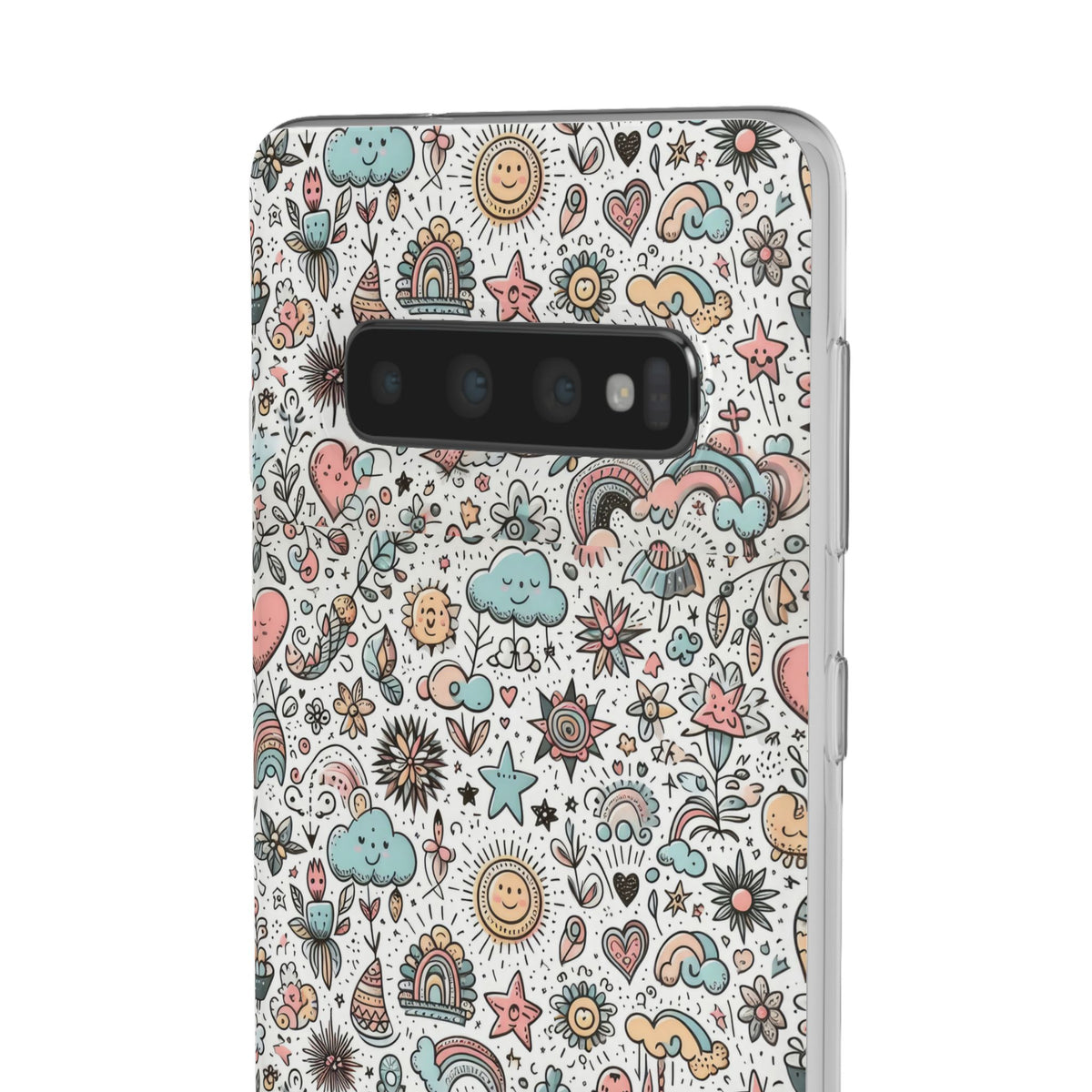 Pastel Doodle Pattern Phone Case – A Playful Touch of Elegance