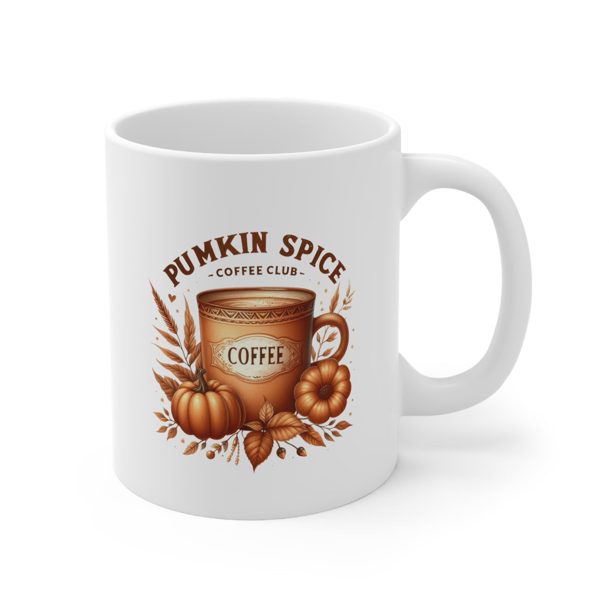 Pumpkin Spice Ceramic Coffee Cups, 11oz