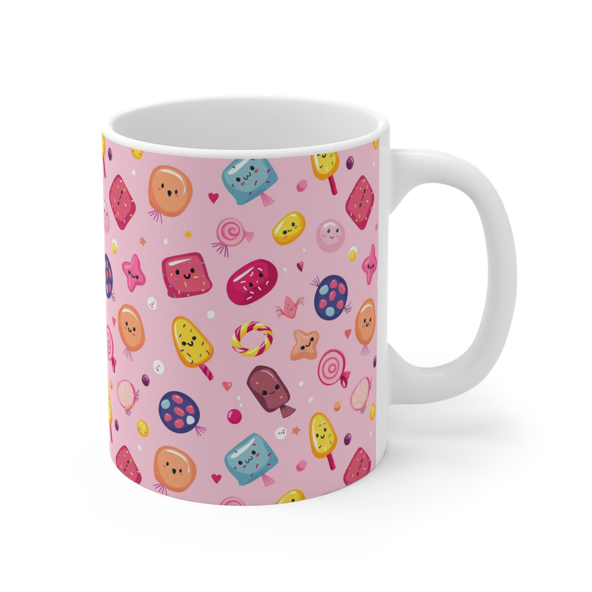 Colorful All-Over Candy Theme Coffee Mug Fun Ceramic Drinkware 488