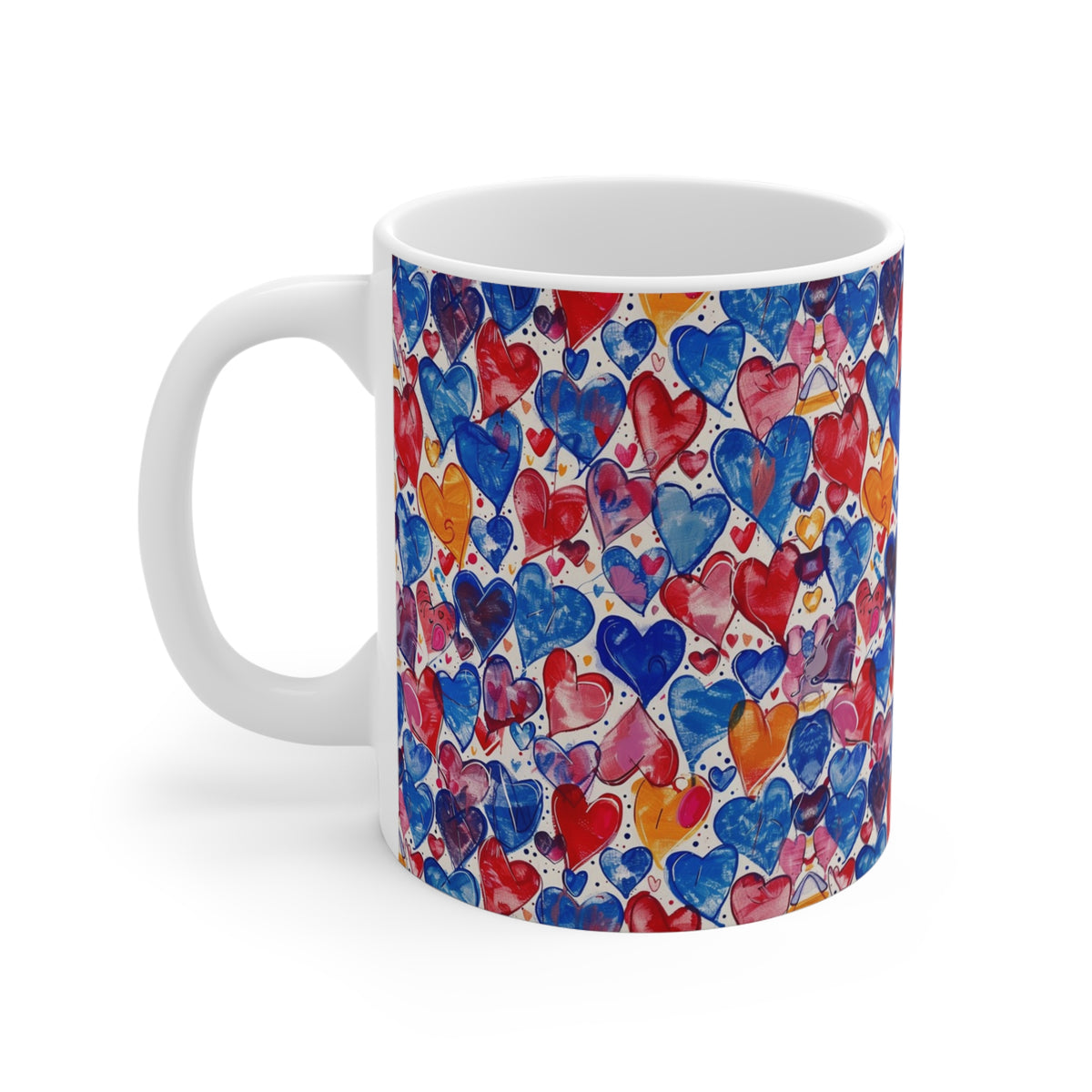Colorful Heart Design Coffee Mug - Endless Love Pattern Ceramic Cup 577