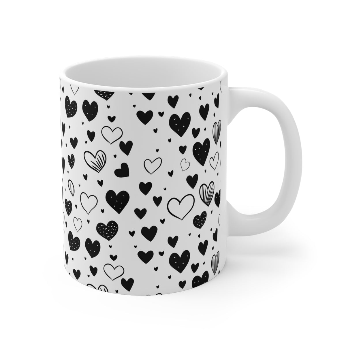 Colorful Heart Design Coffee Mug - Endless Love Pattern Ceramic Cup 886