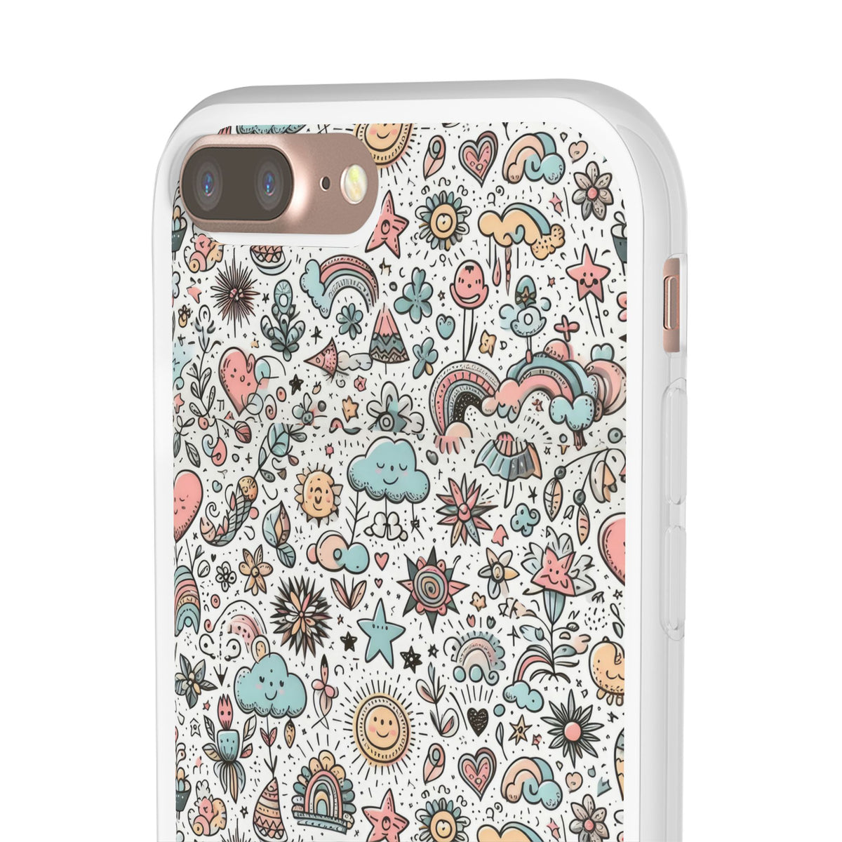 Pastel Doodle Pattern Phone Case – A Playful Touch of Elegance