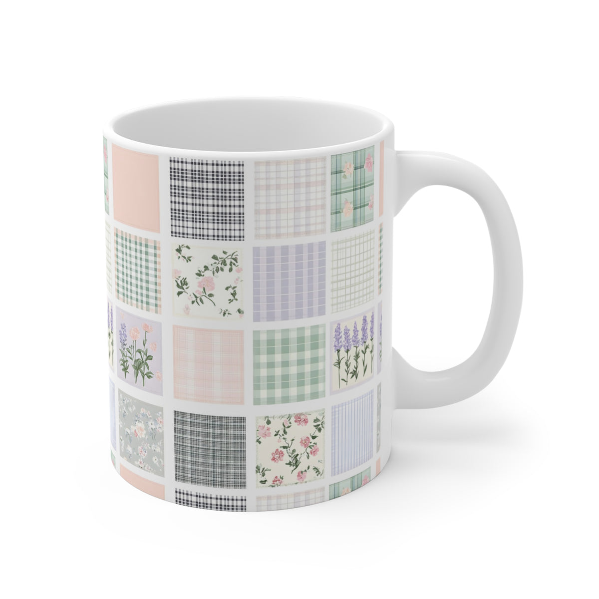 Farmhouse Patchwork Pastel Pattern Coffee Cup  (11)