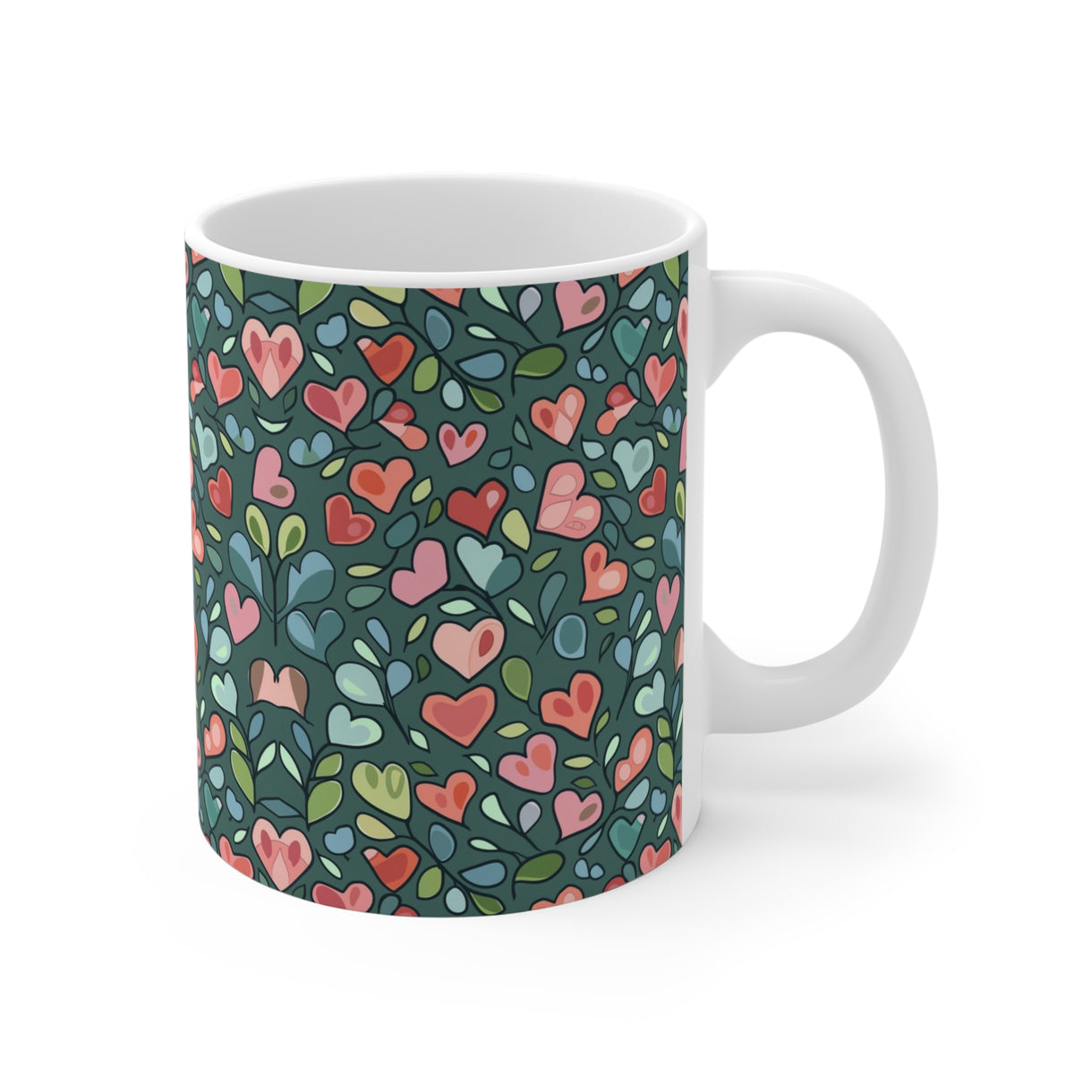 Colorful Heart Design Coffee Mug - Endless Love Pattern Ceramic Cup 573
