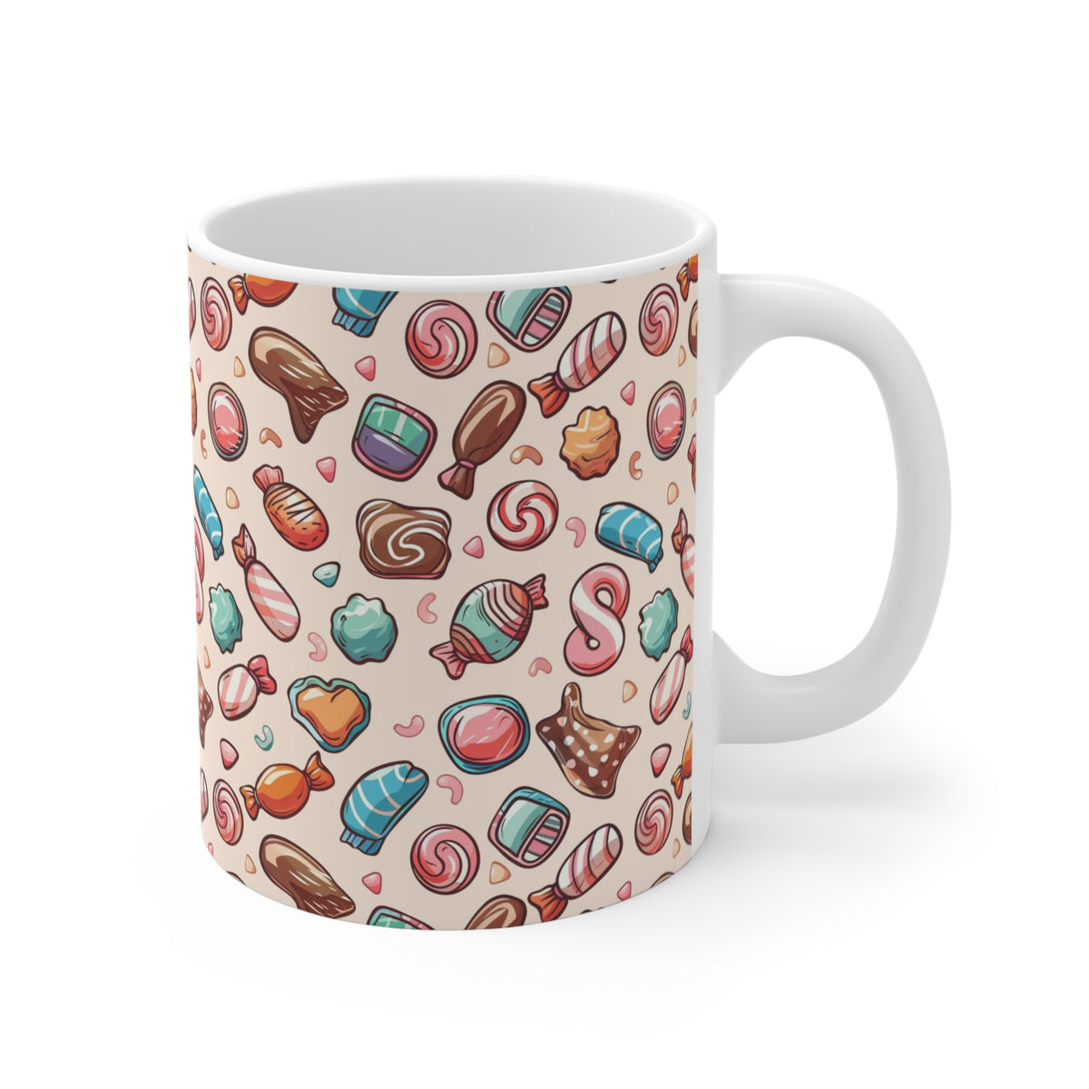 Colorful All-Over Candy Theme Coffee Mug Fun Ceramic Drinkware 075