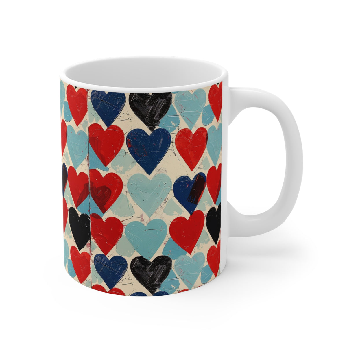 Colorful Heart Design Coffee Mug - Endless Love Pattern Ceramic Cup 320