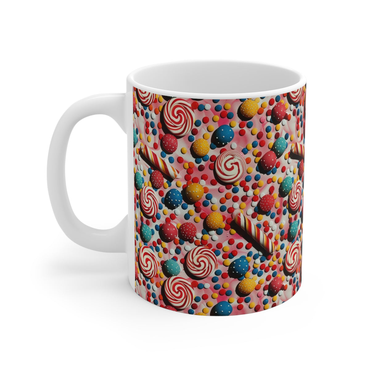 Colorful All-Over Candy Theme Coffee Mug Fun Ceramic Drinkware 356