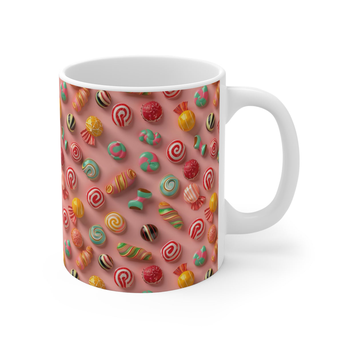 Colorful All-Over Candy Theme Coffee Mug Fun Ceramic Drinkware 331