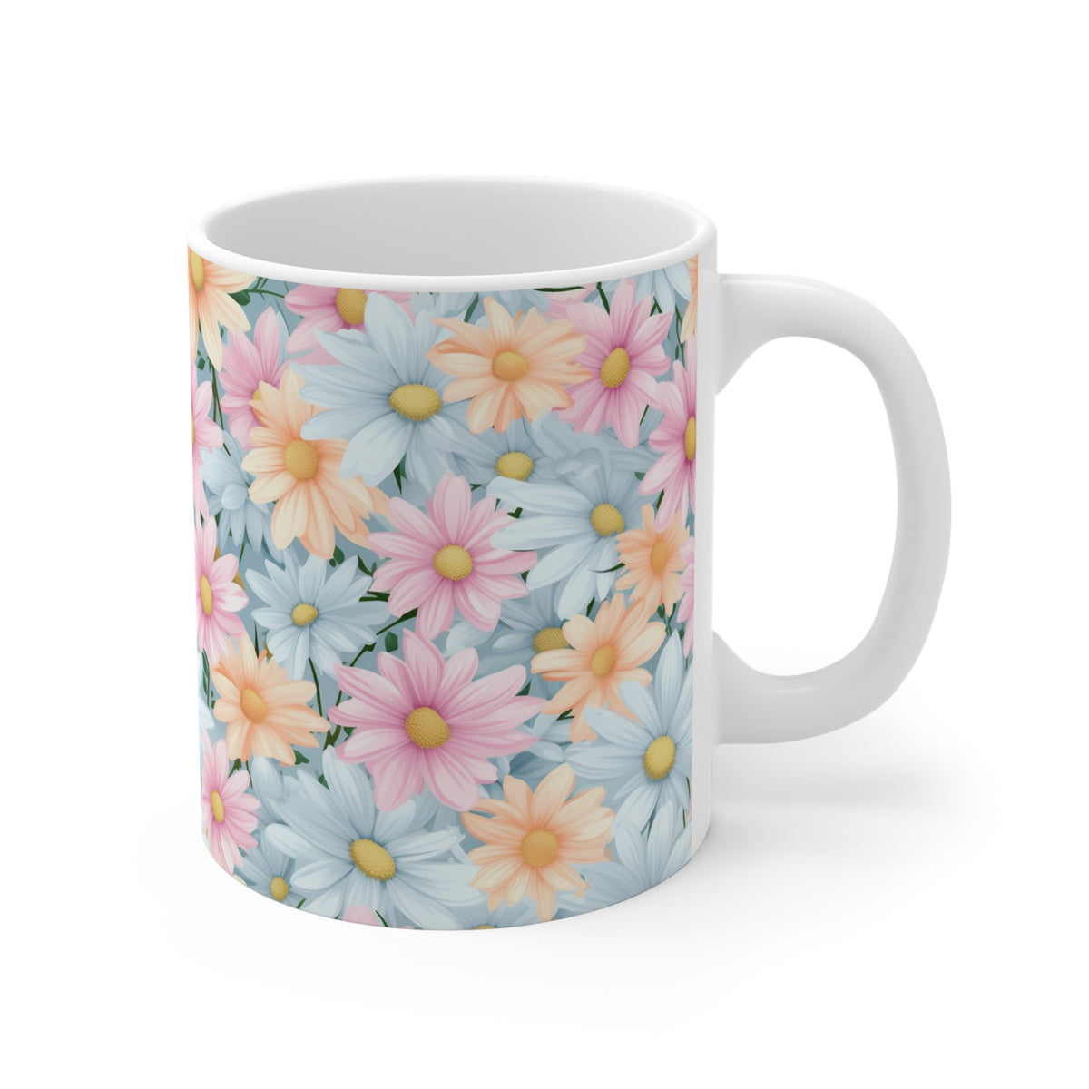 Pastel Daisies Pattern Coffee Cup-Floral Ceramic Mug for Tea and Coffee  (3)