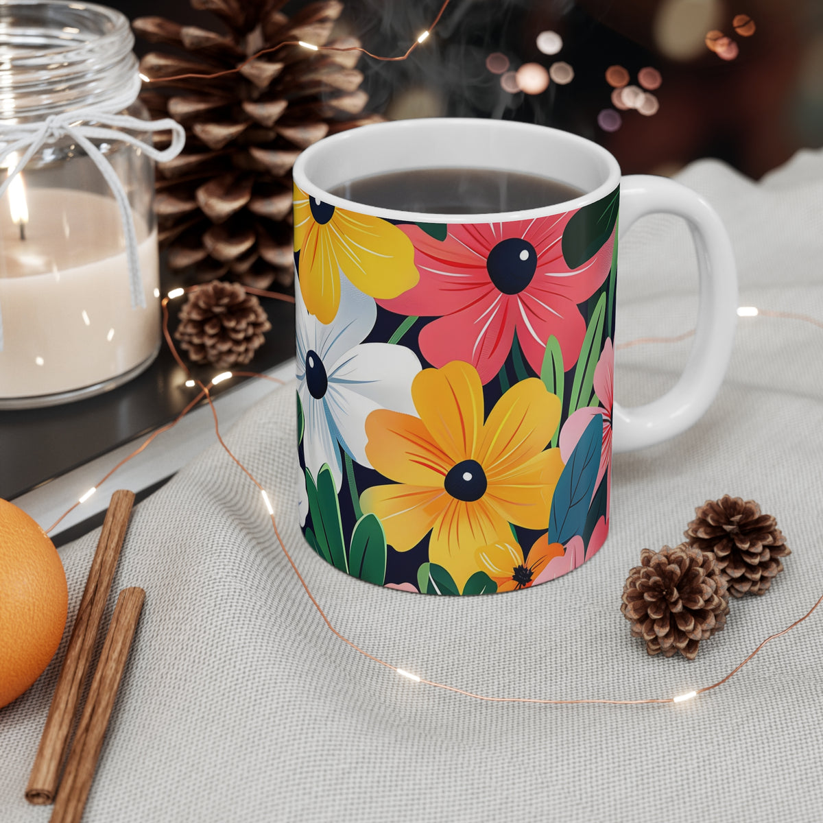 Colorful Spring Flower Pattern Ceramic Coffee Mug  (8)